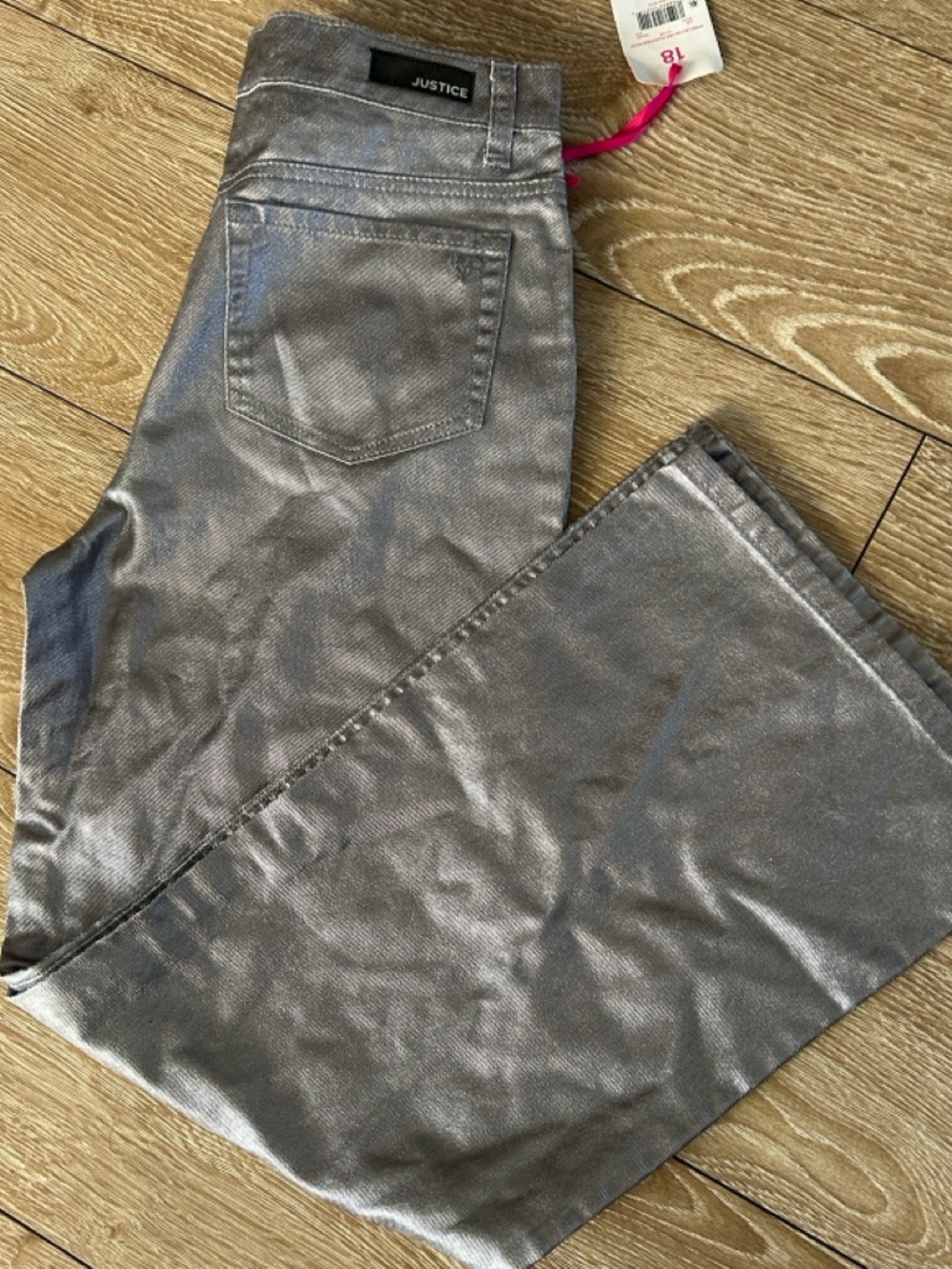 Justice Metallic Silver Wide-Leg Jeans - Picture 6 of 12